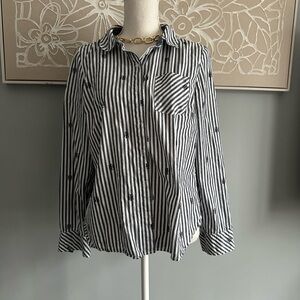 Tommy Hilfiger Black and White Casual Button Down Shirt